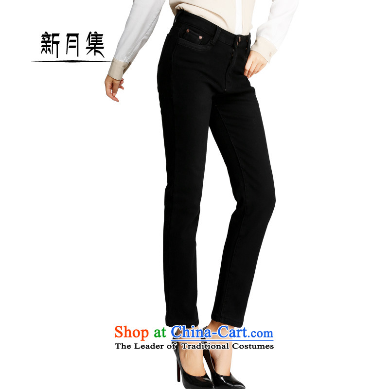 Maximum number of ladies jeans 2015 Winter New Crescent set thick MM high waist add lint-free thick mink lint-free direct-legged pants 200 catties video thin black 36 warm crescent set , , , shopping on the Internet