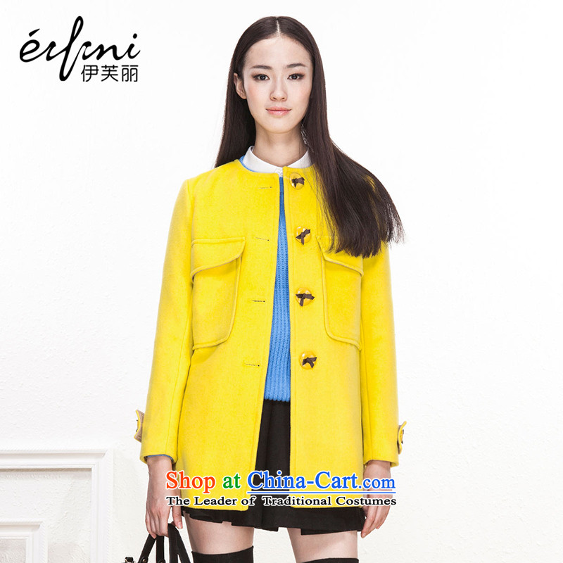 El Boothroyd 2015 Fall_Winter Collections new Korean elegant fleece long single row clip hair? overcoat female 6481237004 Yellow?M