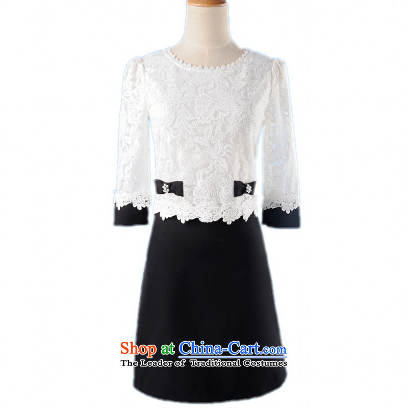 【 C.O.D. package mail as soon as possible new spring 2015 mm thick beauty lady business dresses spell color pearl Bow Ties are Sau San large black skirt around 120-135 XL, land is of Yi , , , shopping on the Internet