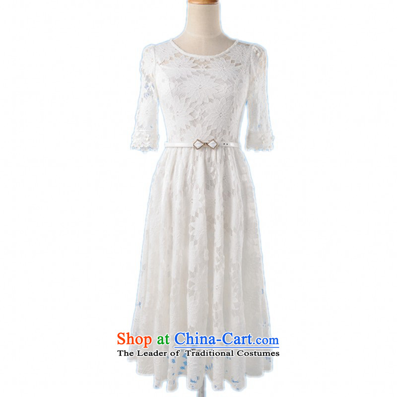 【 C.O.D. package mail as soon as possible new spring 2015 irrepressible lace spend in cuff dresses large Sau San long thin graphics dress skirt white dress White XL approximately 120-135, land is of Yi , , , shopping on the Internet