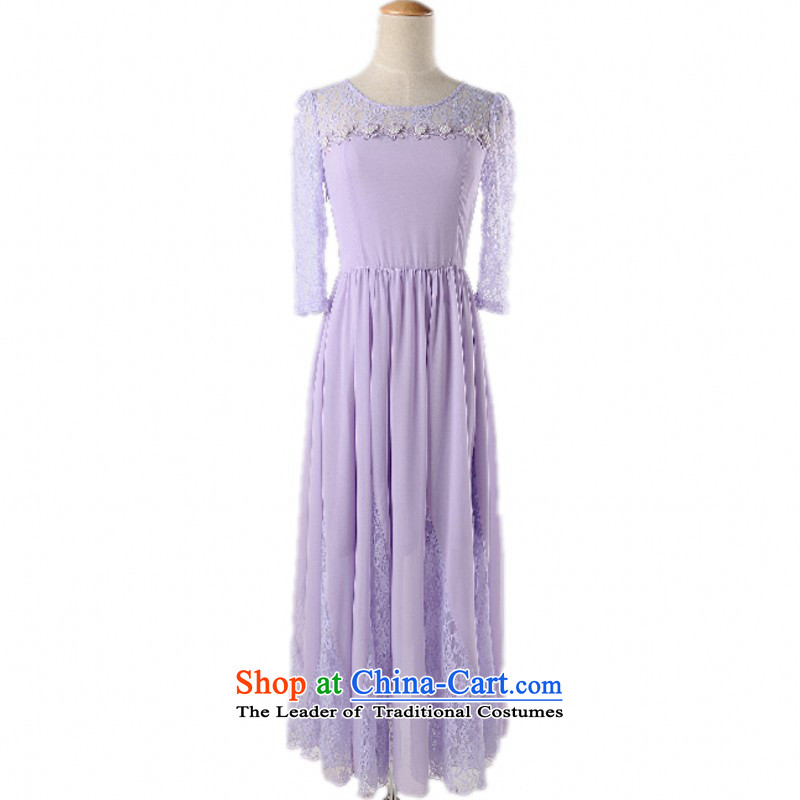 C.o.d. Package Mail Spring 2015 new sexy spend lace spell followed dresses ultra-sin elegant dress long skirt large chiffon beach skirt light purple  L about 105-120, land is of Yi , , , shopping on the Internet