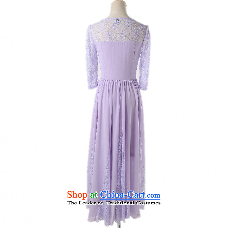 C.o.d. Package Mail Spring 2015 new sexy spend lace spell followed dresses ultra-sin elegant dress long skirt large chiffon beach skirt light purple  L about 105-120, land is of Yi , , , shopping on the Internet