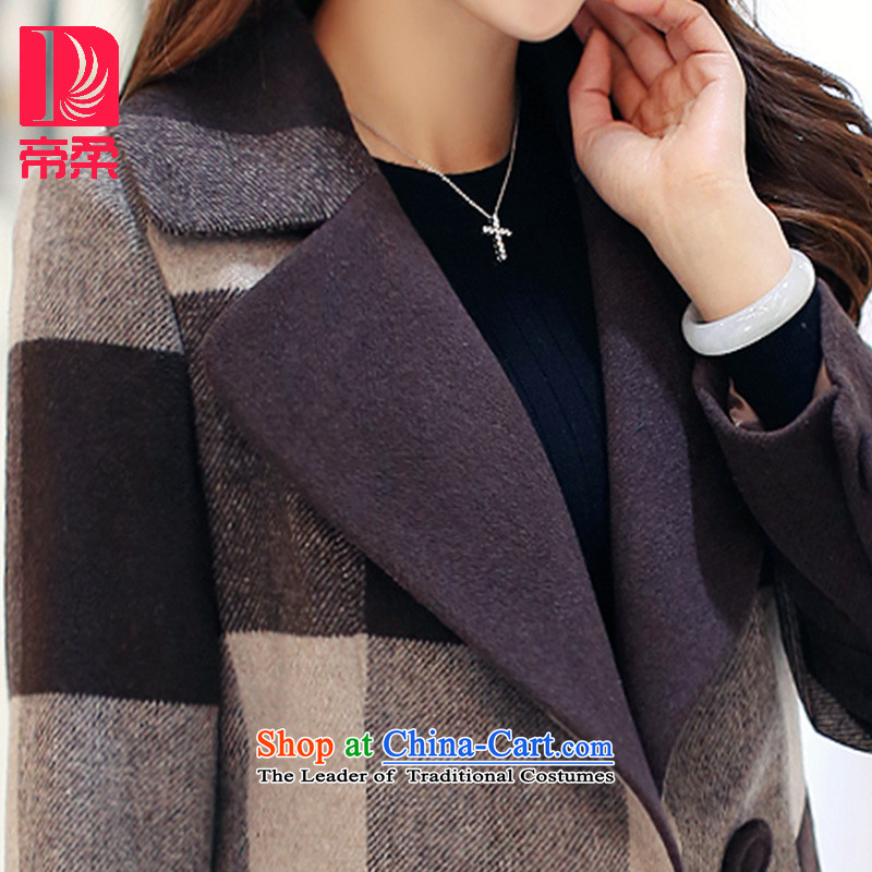The new (DIROU)2015 Sophie Winter Female hair? jacket compartments wool a wool coat female DD299 coffee-colored grid XXL, Dili Sophie (DIROU) , , , shopping on the Internet