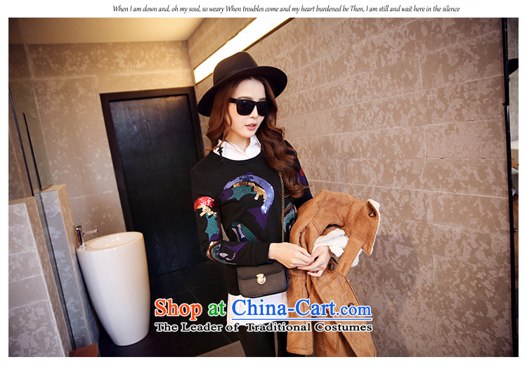 The fertilizer greatly code women 2014 mm thick winter clothing Korean New Graphics thin Spangle Embroidery Neck Sweater embroidery on chip sweater XXXL picture, prices, brand platters! The elections are supplied in the national character of distribution, so action, buy now enjoy more preferential! As soon as possible.