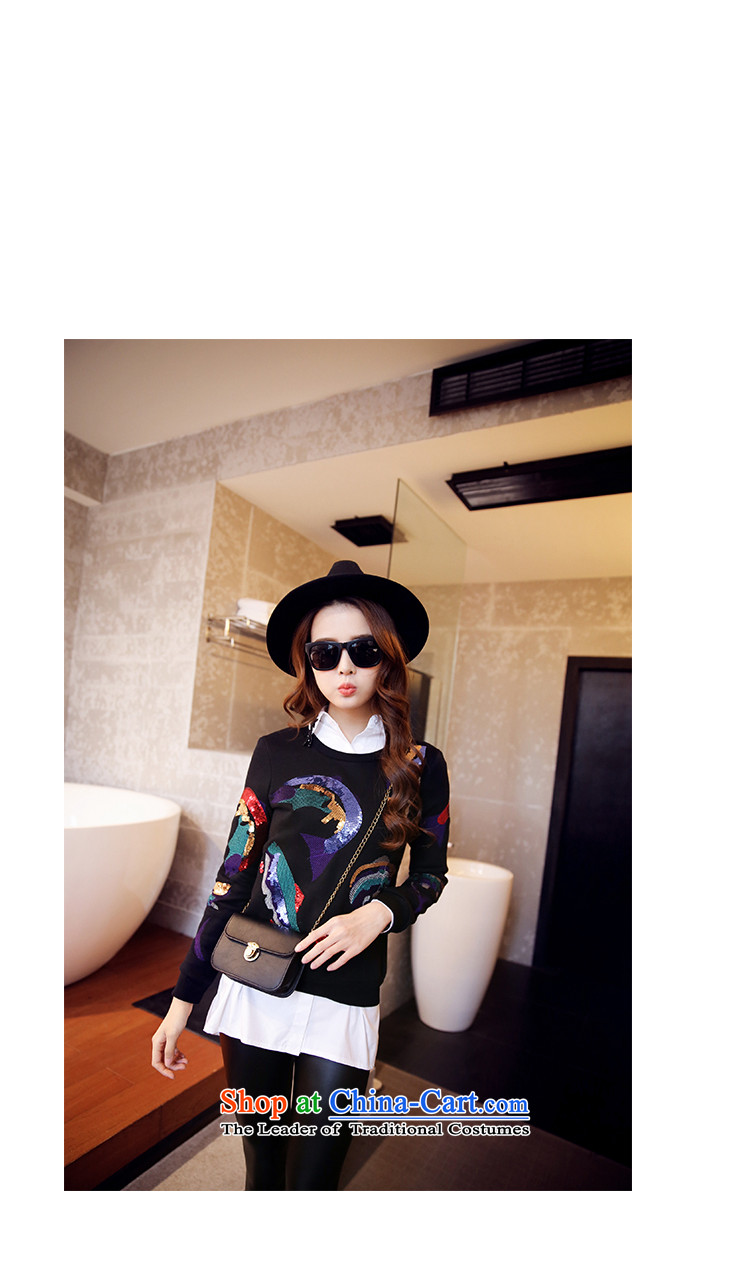 The fertilizer greatly code women 2014 mm thick winter clothing Korean New Graphics thin Spangle Embroidery Neck Sweater embroidery on chip sweater XXXL picture, prices, brand platters! The elections are supplied in the national character of distribution, so action, buy now enjoy more preferential! As soon as possible.