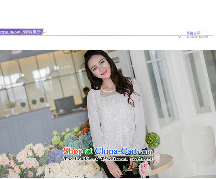 The interpolator auspicious xl women 2015 Autumn new lace stitching OSCE root yarn thick MM video thin bubbles Sau San-sleeve t-shirt, forming the Netherlands V5023 white 3XL( 165-180 for a catty) Picture, prices, brand platters! The elections are supplied in the national character of distribution, so action, buy now enjoy more preferential! As soon as possible.