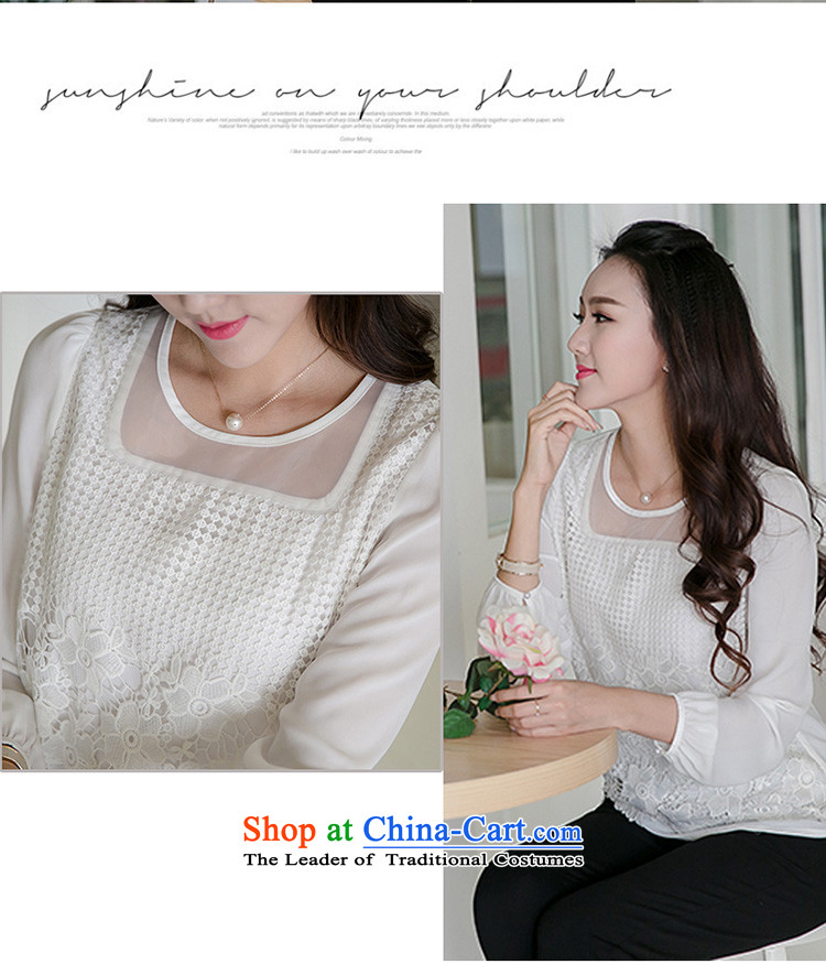 The interpolator auspicious xl women 2015 Autumn new lace stitching OSCE root yarn thick MM video thin bubbles Sau San-sleeve t-shirt, forming the Netherlands V5023 white 3XL( 165-180 for a catty) Picture, prices, brand platters! The elections are supplied in the national character of distribution, so action, buy now enjoy more preferential! As soon as possible.