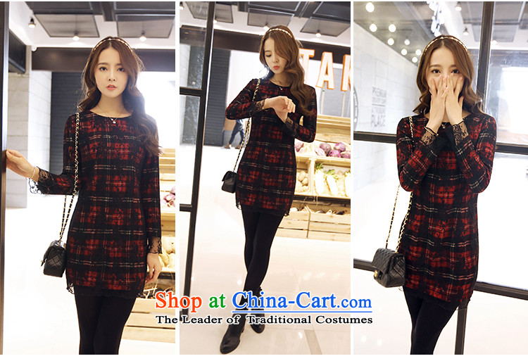 The fertilizer greatly code women thick mm2014 autumn load new women's body graphics thin decorated in forming the stitching dresses latticed lace XXXXL picture, prices, brand platters! The elections are supplied in the national character of distribution, so action, buy now enjoy more preferential! As soon as possible.