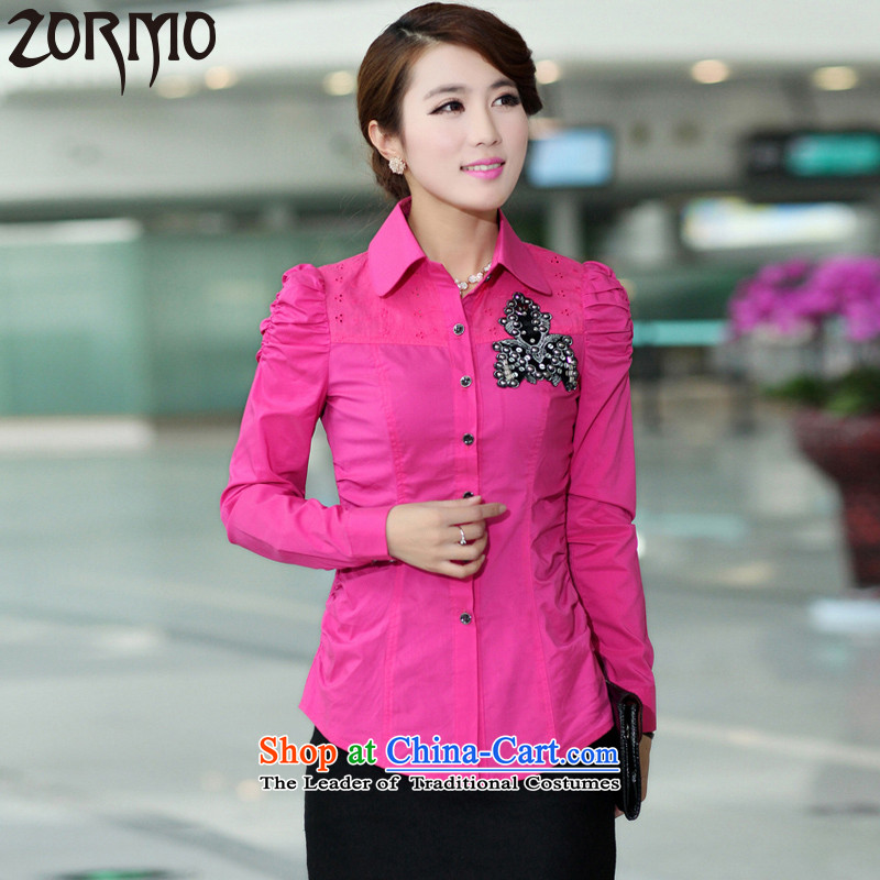 The autumn 2015 new ZORMO chest ironing drill to xl shirt thick mm king long-sleeved shirt attire during the spring and autumn in red 120-135 XXL catty