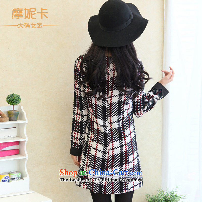 The fertilizer greatly code women 2014 mm thick autumn and winter new women's round-neck collar Sau San video suits skirts latticed thin checkered XXXL, Moses Nika shopping on the Internet has been pressed.