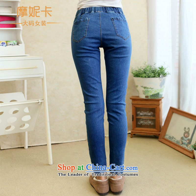 The fertilizer greatly code women 2014 mm thick winter clothing Korean New Graphics elastic waist elastic thin wash denim jeans XL, American Samoa Nika shopping on the Internet has been pressed.