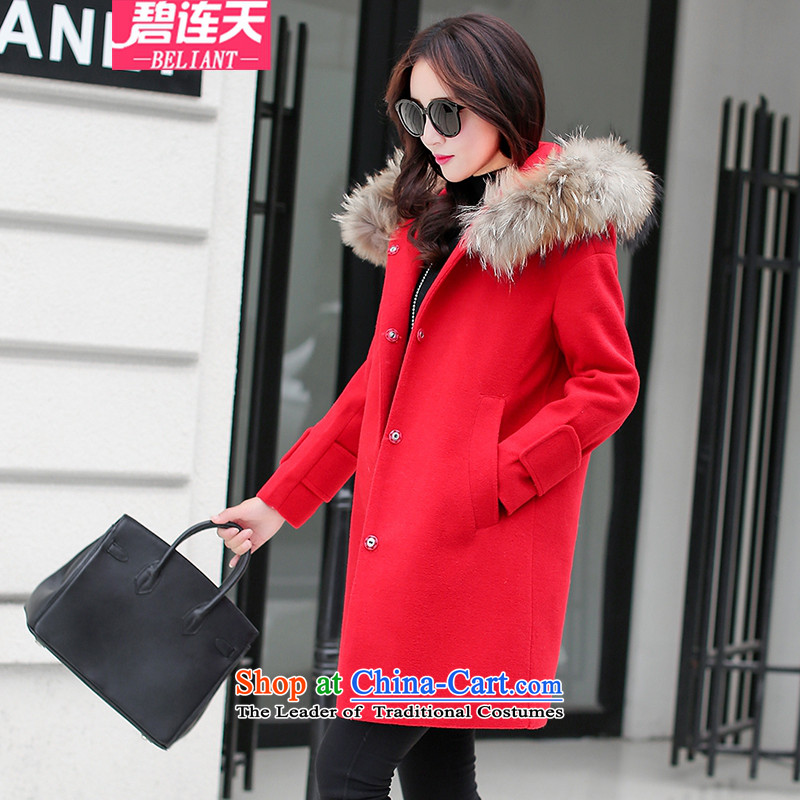 The angels in?2015 autumn and winter Pik new Korean thick a woolen coat jacket in gross? long large red cloak?L