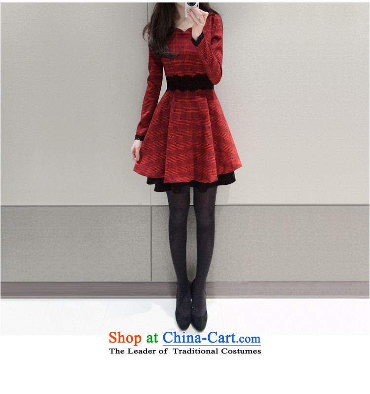 Motome Workshop 2015 autumn and winter temperament long-sleeved thick video thin latticed skirt wear skirts and larger female new red 8803 red , prices, picture XL brand platters! The elections are supplied in the national character of distribution, so action, buy now enjoy more preferential! As soon as possible.