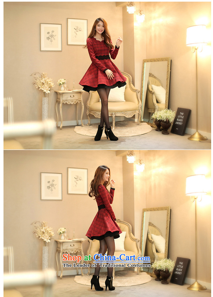 Motome Workshop 2015 autumn and winter temperament long-sleeved thick video thin latticed skirt wear skirts and larger female new red 8803 red , prices, picture XL brand platters! The elections are supplied in the national character of distribution, so action, buy now enjoy more preferential! As soon as possible.