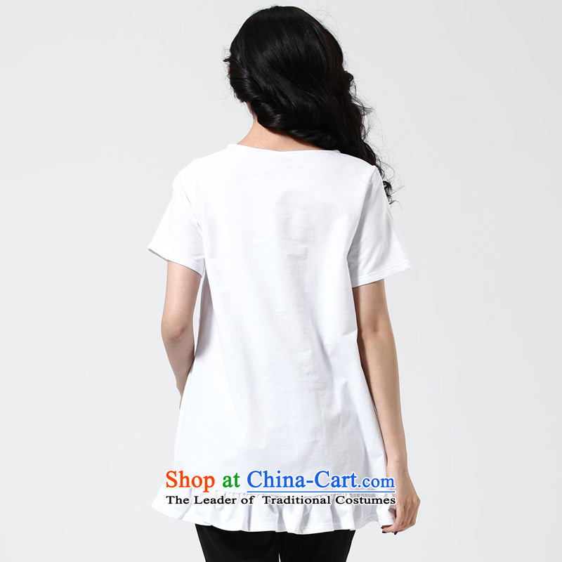 The representative of the water code version of large Korean female spring 2015 new fat mm billowy flounces, short-sleeved T-shirt female white , L water by S15CK4737 (SHUIMIAO) , , , shopping on the Internet
