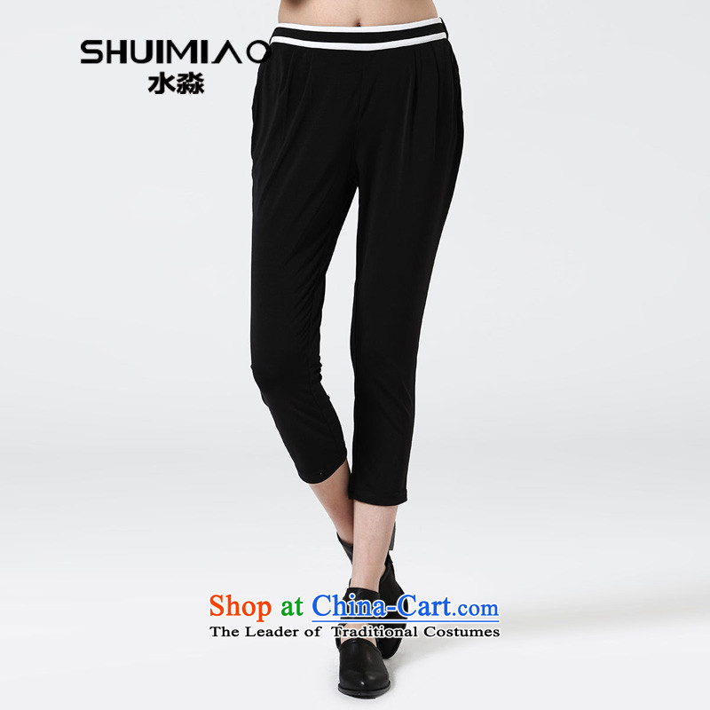Water spring of 2015 New larger ladies pants Korean version 7 to Video pants leisure thin Harun trousers S15CL4683 carbon blackM