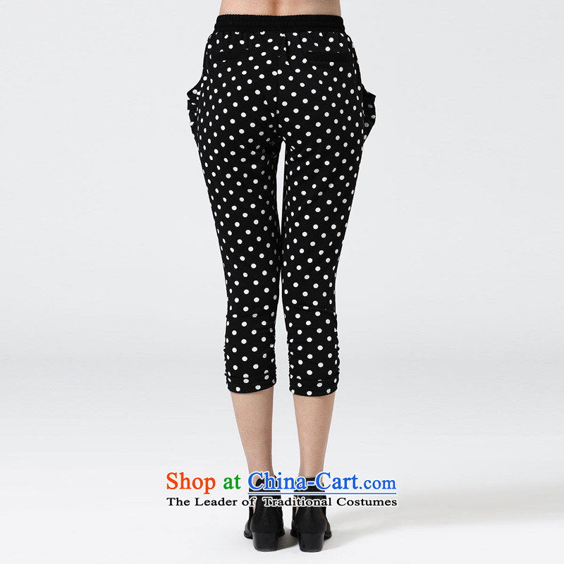 The representative of the water code version of large Korean female new spring 2015 wave point Capri Lounge High Waist Trousers S15CL5019 Harlan black & white point of water (SHUIMIAO XL,....) shopping on the Internet