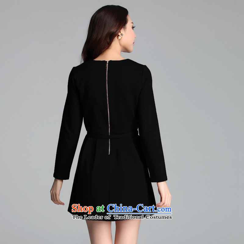 Indulge in the autumn of New commuter vocational centers mm to xl long-sleeved blouses and dresses 3661st Black XL, indulge (tanai) , , , shopping on the Internet