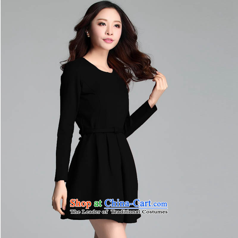 Indulge in the autumn of New commuter vocational centers mm to xl long-sleeved blouses and dresses 3661st Black XL, indulge (tanai) , , , shopping on the Internet