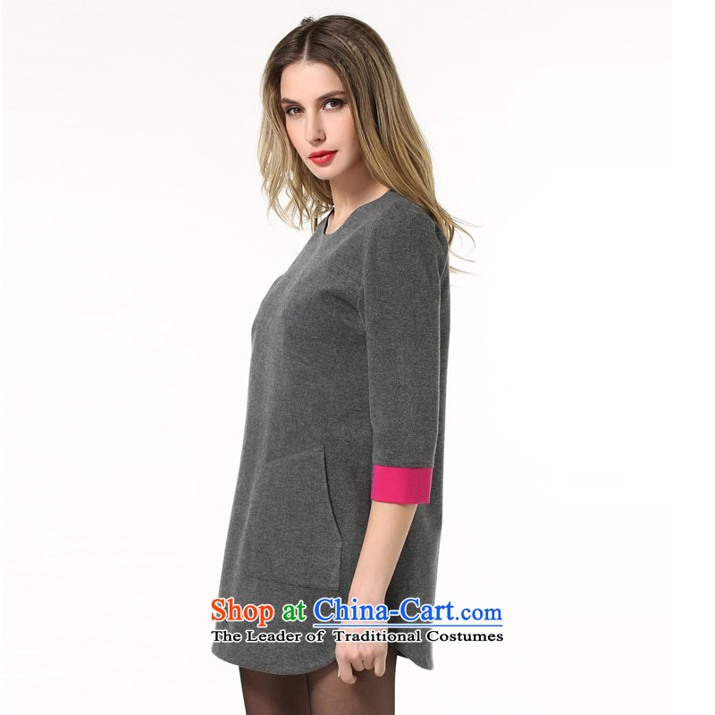 Rui Mei to fall 2015 new products to increase women's code, Hin fat mm thick thin 7 Cuff Western popular casual dress , the United States of gray L N1857 proscribed (RIUMILVE) , , , shopping on the Internet