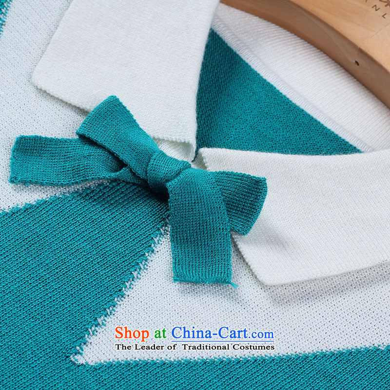 The former Yugoslavia Li Sau-Spring 2015 new larger women's Preppy knocked color small lapel Bow Tie Kit and knitwear sweaters Q7965 forming the blue 2XL, Yugoslavia Li Sau-shopping on the Internet has been pressed.