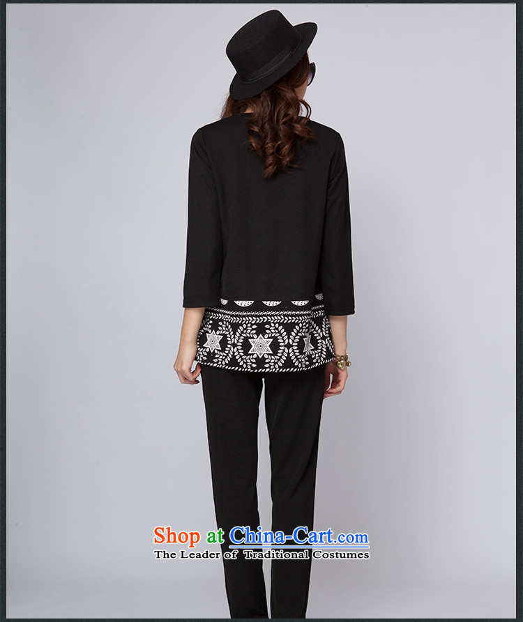 The spring of 2015, Clinton Szili new larger female thick mm trendy licensing leisure wears western stitching chiffon stamp two kits pants female loose video thin black L picture, prices, brand platters! The elections are supplied in the national character of distribution, so action, buy now enjoy more preferential! As soon as possible.