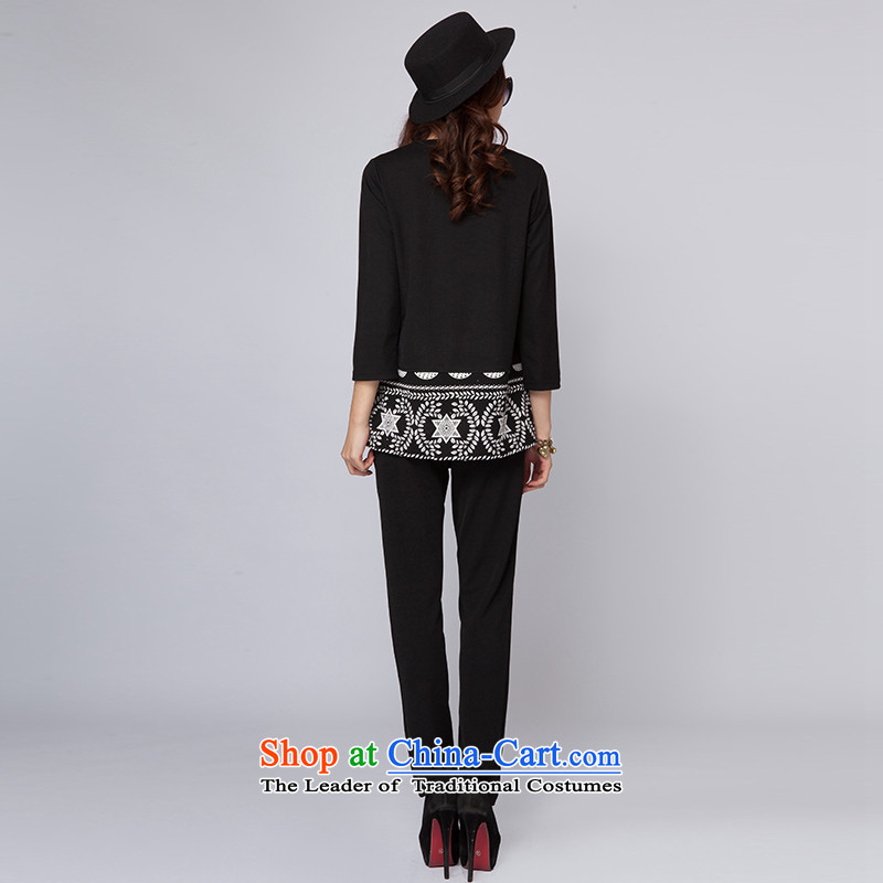 The spring of 2015, Clinton Szili new larger female thick mm trendy licensing leisure wears western stitching chiffon stamp two kits pants female loose video thin black , L, Cecilia Medina Quiroga (celia dayton , , , shopping on the Internet