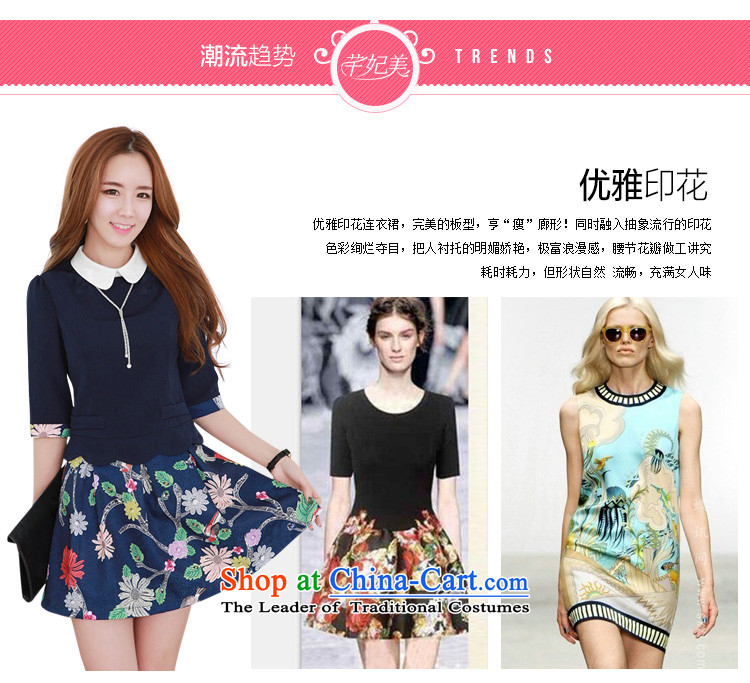 In the spring of 2015 Women's new lovely child for XL, leave two expertise cuff mm lapel collision-color printing stitching elegant graphics thin blue skirt suits to large XL 120-135 catty picture, prices, brand platters! The elections are supplied in the national character of distribution, so action, buy now enjoy more preferential! As soon as possible.