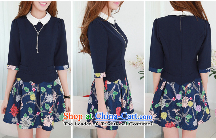 In the spring of 2015 Women's new lovely child for XL, leave two expertise cuff mm lapel collision-color printing stitching elegant graphics thin blue skirt suits to large XL 120-135 catty picture, prices, brand platters! The elections are supplied in the national character of distribution, so action, buy now enjoy more preferential! As soon as possible.
