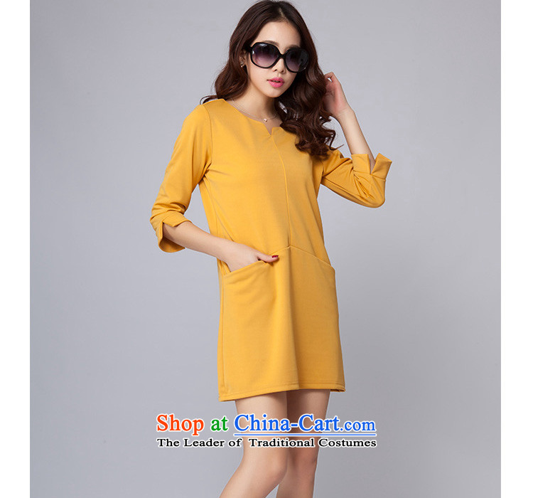 The lymalon lehmann thick, Hin thin 2015 Autumn replacing the new Korean version of large numbers of ladies commuter 7 cuff round-neck collar dresses 2004 Yellow XXXXL picture, prices, brand platters! The elections are supplied in the national character of distribution, so action, buy now enjoy more preferential! As soon as possible.