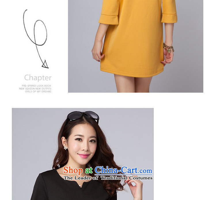 The lymalon lehmann thick, Hin thin 2015 Autumn replacing the new Korean version of large numbers of ladies commuter 7 cuff round-neck collar dresses 2004 Yellow XXXXL picture, prices, brand platters! The elections are supplied in the national character of distribution, so action, buy now enjoy more preferential! As soon as possible.