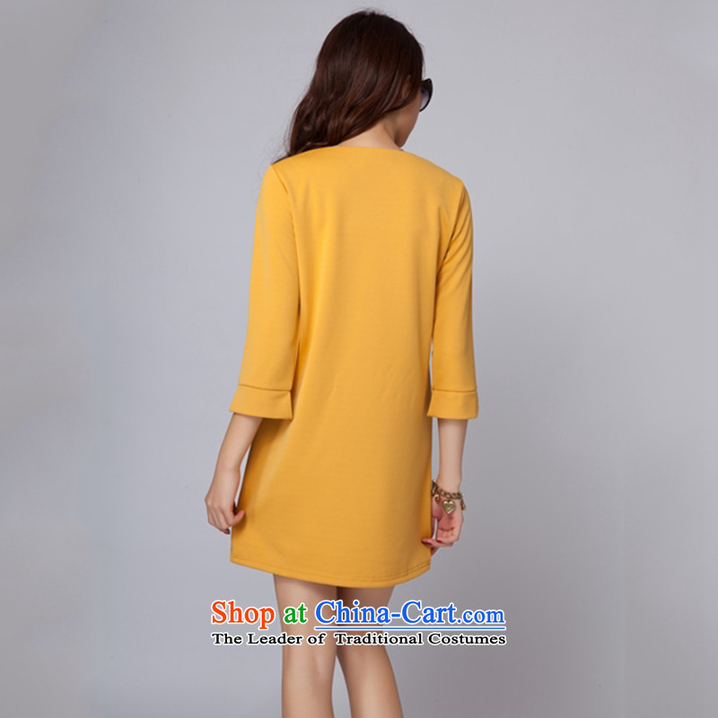 The lymalon lehmann thick, Hin thin 2015 Autumn replacing the new Korean version of large numbers of ladies commuter 7 cuff round-neck collar dresses 2004 Yellow XXXXL, Lehmann Ronnie (LYMALON) , , , shopping on the Internet
