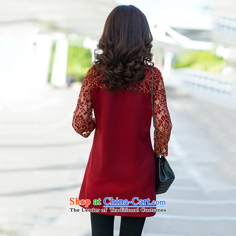 The lymalon lehmann thick, Hin thin 2015 Autumn replacing the new Korean version of large numbers of ladies lace Sau San 9 cuff dresses, wine red XXXXL, 2010 Lehmann Ronnie (LYMALON) , , , shopping on the Internet