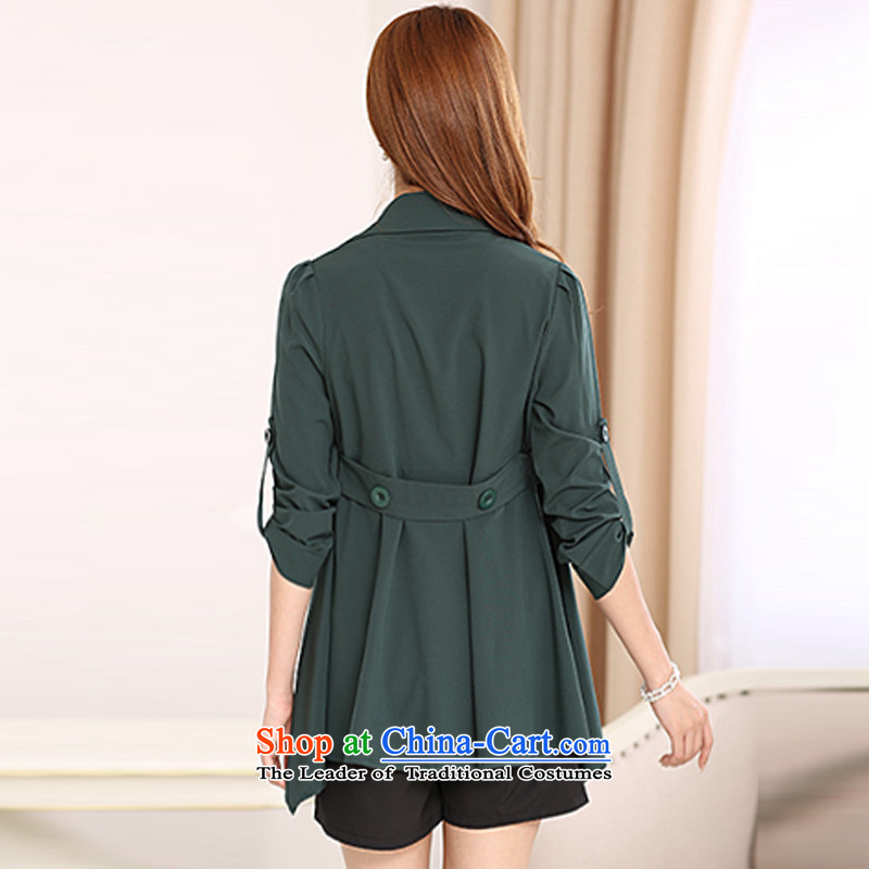 Rui Mei to xl women 2015 Autumn New) thick mm thin in the video long suit for elastic chiffon cardigan small lounge light jacket coat 027 dark green ), wearing a catty L(95-115 US stock (RIUMILVE) , , , shopping on the Internet