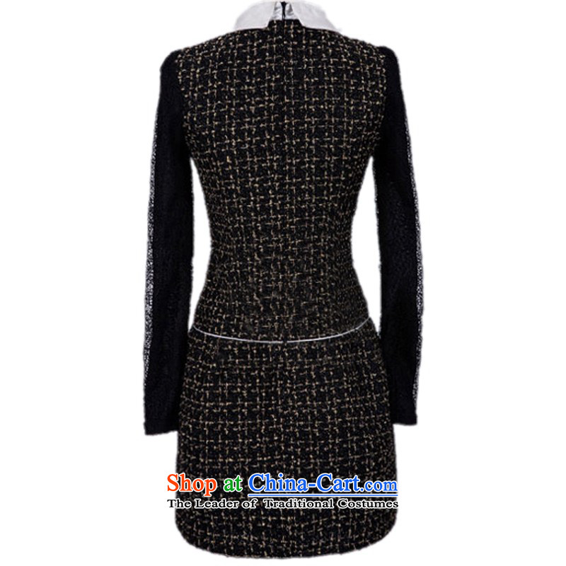 C.o.d. XL Korean dresses 2015 autumn and winter new temperament lapel Sau San short skirts, forming the long-sleeved skirts gross? Mrs female pro short skirt around 155-170 4XL Black, land is of Yi , , , shopping on the Internet