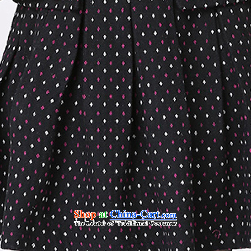 C.o.d. Fall/Winter Collections Plus hypertrophy High Fashion dresses retro pearl lapel floral skirt OL of Sau San gentlewoman temperament ribbed long-sleeved black flower skirt wear thick approximately 165-180 4XL, land is of Yi , , , shopping on the Inte