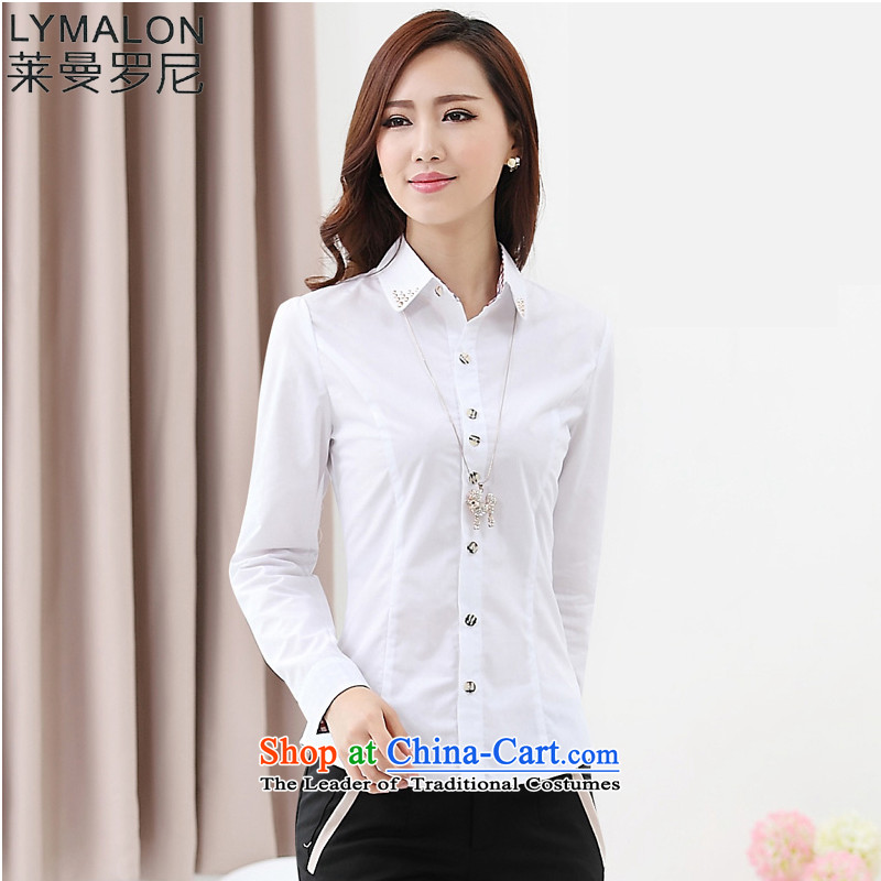 The lymalon lehmann thick, Hin thin autumn 2015 new products thick mm long sleeved shirt commuter large career Sau San female shirt 1410 White M