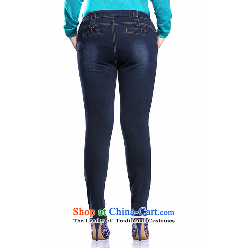 The former Yugoslavia Li Sau-Spring 2015 new larger female Korean Castor stretch jeans pants Q7967 Denim blue XL, slim-li , , , shopping on the Internet