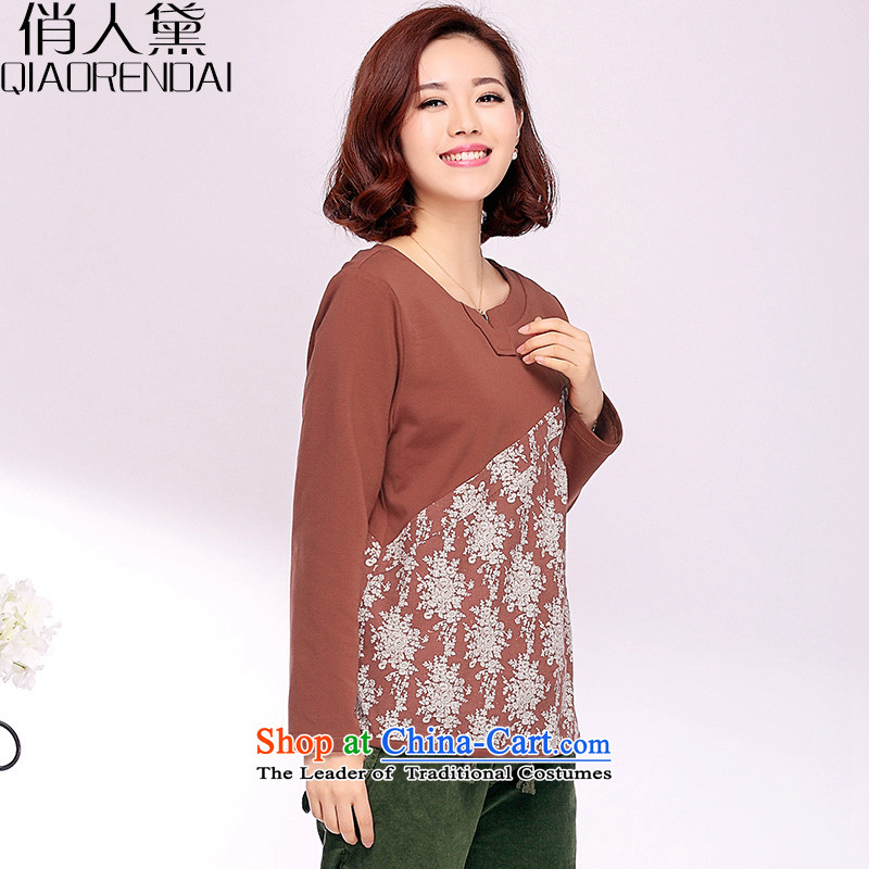 For people with spring 2015 the new Korean saika large long-sleeved T-shirt, forming the basis for middle-aged Ms. shirt pure cotton clothes iron-soo video THIN RED M for people (QIAORENDAI DOI) , , , shopping on the Internet