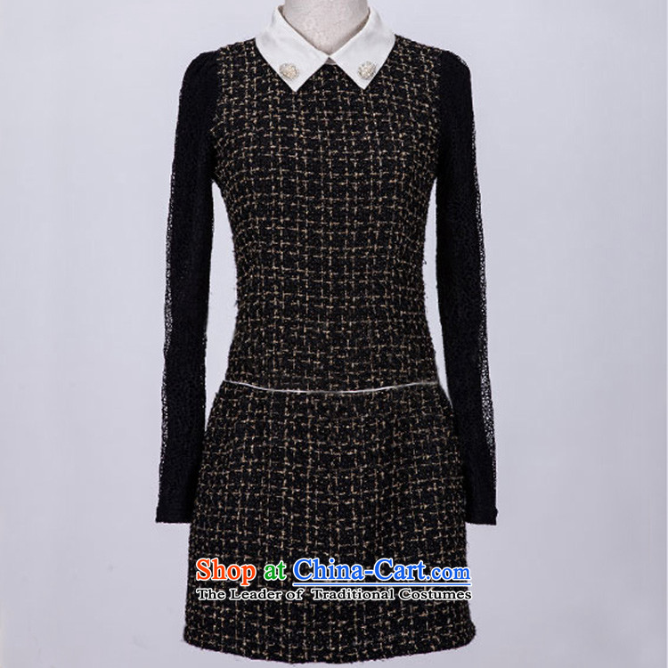 C.o.d. Package Mail 2015 new fall inside Korean women's elegant temperament dresses and obesity mm long-sleeved lapel of Sau San skirt large black skirt around 140-155 3XL catty picture, prices, brand platters! The elections are supplied in the national character of distribution, so action, buy now enjoy more preferential! As soon as possible.