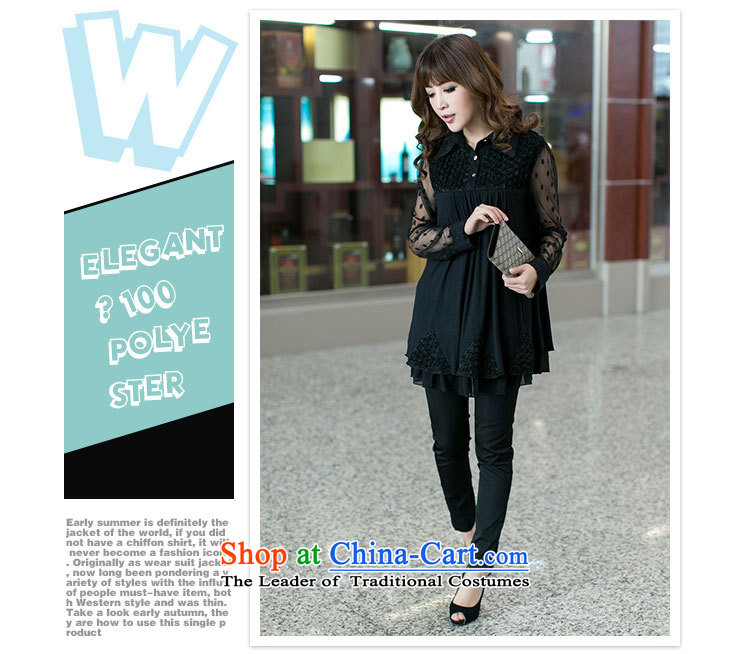 Rui Mei to to increase women's code 2015 Autumn new thick mm loose video thin waves point gauze stitching chiffon dresses S2301 XXXL black picture, prices, brand platters! The elections are supplied in the national character of distribution, so action, buy now enjoy more preferential! As soon as possible.