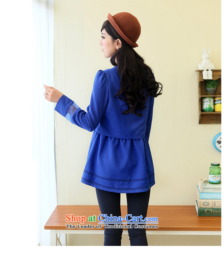 Maximum number of ladies of the 2014 Korean autumn and winter load new fat mm relaxd casual dolls in thin long graphics shirts female XXXXL Blue Photo, prices, brand platters! The elections are supplied in the national character of distribution, so action, buy now enjoy more preferential! As soon as possible.