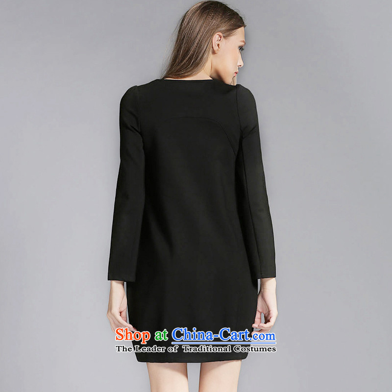 Rui Mei to large 2015 Fall/Winter Collections for women to new xl thick mm thin loose long-sleeved forming the graphics dresses C7250 3XL, Rui Mei be black (RIUMILVE) , , , shopping on the Internet