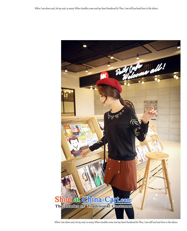 Maximum number of ladies 2015 Korean Spring New thick mm very casual embroidery video thin hedge water drilling sweater black T-shirt manually staple XXXL Pearl Picture, prices, brand platters! The elections are supplied in the national character of distribution, so action, buy now enjoy more preferential! As soon as possible.