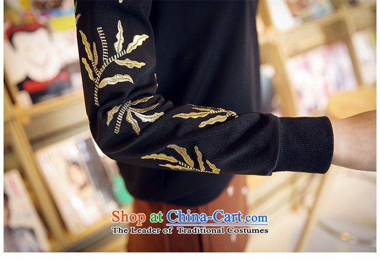 Maximum number of ladies 2015 Korean Spring New thick mm very casual embroidery video thin hedge water drilling sweater black T-shirt manually staple XXXL Pearl Picture, prices, brand platters! The elections are supplied in the national character of distribution, so action, buy now enjoy more preferential! As soon as possible.