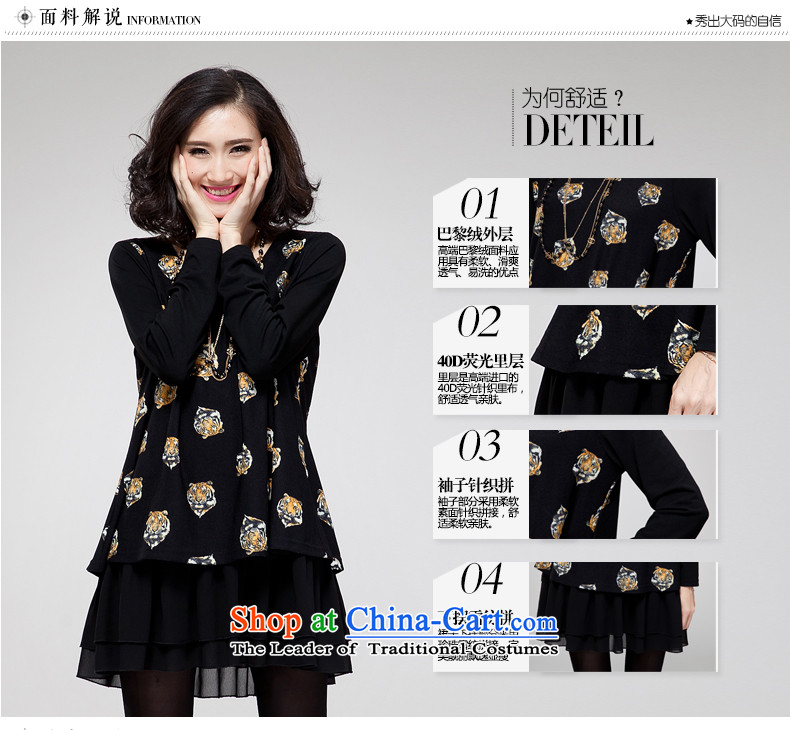 Ainu  autumn 2015 new for women Korean tiger head wear long-sleeved stamp thick mm dresses female black XXXL (140-160 1494 catties) Picture, prices, brand platters! The elections are supplied in the national character of distribution, so action, buy now enjoy more preferential! As soon as possible.