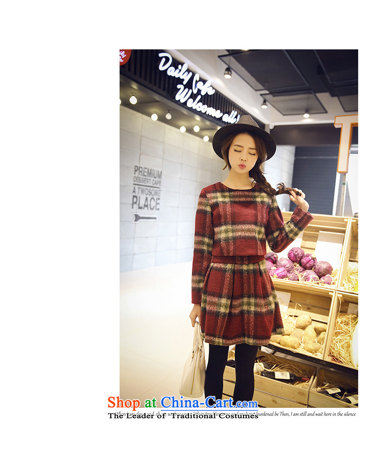 Maximum number of ladies 2015 Korean Spring New thick mm thin long-sleeved checkered Sau San video round-neck collar dresses skirt XXXXL latticed pictures, children price, brand platters! The elections are supplied in the national character of distribution, so action, buy now enjoy more preferential! As soon as possible.