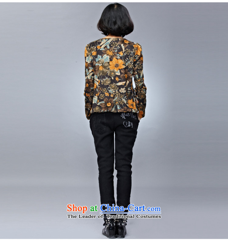Double Chin Yi Xiu Grand Autumn Code women's long-sleeved T-shirt female thick mm retro flowers leather wear shirts, lint-free wild Q1002 brown XL Photo, prices, brand platters! The elections are supplied in the national character of distribution, so action, buy now enjoy more preferential! As soon as possible.