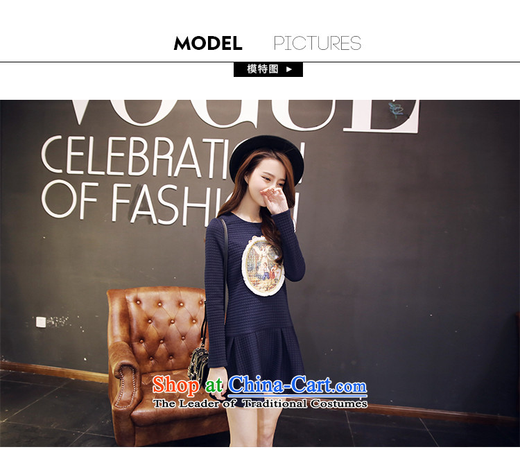 The fertilizer greatly code women 2015 Spring mm thick Korean version thin round-neck collar and draw the long-sleeved shirt skirts Tibet Sau San XXXL Blue Photo, prices, brand platters! The elections are supplied in the national character of distribution, so action, buy now enjoy more preferential! As soon as possible.