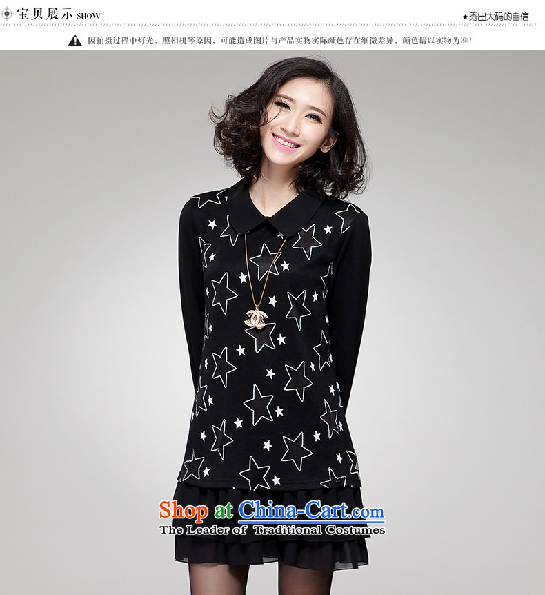 Ainu  autumn 2015 new for women Korean version of large numbers of ladies stamp petokraka long-sleeved dresses female black XXL (120-140 1496 catties) Picture, prices, brand platters! The elections are supplied in the national character of distribution, so action, buy now enjoy more preferential! As soon as possible.